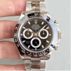 Replik-Uhr Rolex Daytona Cosmograph 116500LN Rostfreier Stahl Schwarzes Zifferblatt