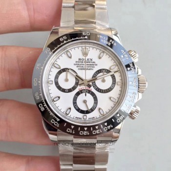 Replik-Uhr Rolex Daytona Cosmograph 116500LN Rostfreier Stahl WeiBes Zifferblatt