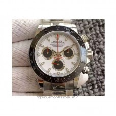 Replik-Uhr Rolex Daytona Cosmograph 116500LN Rostfreier Stahl WeiBes Zifferblatt & Schwarz Subdials