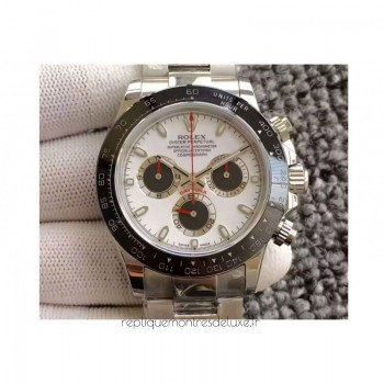 Replik-Uhr Rolex Daytona Cosmograph 116500LN Rostfreier Stahl WeiBes Zifferblatt & Schwarz Subdials