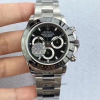 Replik-Uhr Rolex Daytona Cosmograph 116500LN Rostfreier Stahl Schwarzes Zifferblatt