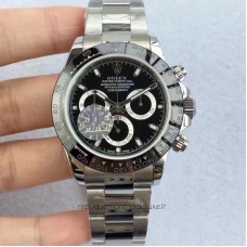 Replik-Uhr Rolex Daytona Cosmograph 116500LN Rostfreier Stahl Schwarzes Zifferblatt