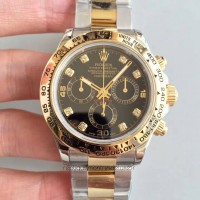 Replik-Uhr Rolex Daytona Cosmograph 116503 3A 18K Gelbgold & Rostfreier Stahl Schwarzes Zifferblatt