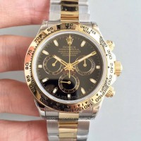 Replik-Uhr Rolex Daytona Cosmograph 116503 3A 18K Gelbgold Wrapped & Rostfreier Stahl Schwarzes Zifferblatt