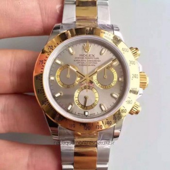 Replik-Uhr Rolex Daytona Cosmograph 116503 Gelbgold & Rostfreier Stahl Anthrazitfarbenes Zifferblatt