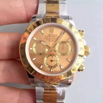 Replik-Uhr Rolex Daytona Cosmograph 116503 Gelbgold & Rostfreier Stahl Goldenes Zifferblatt