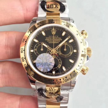 Replik-Uhr Rolex Daytona Cosmograph 116503 Rostfreier Stahl & Gelbgold Schwarzes Zifferblatt