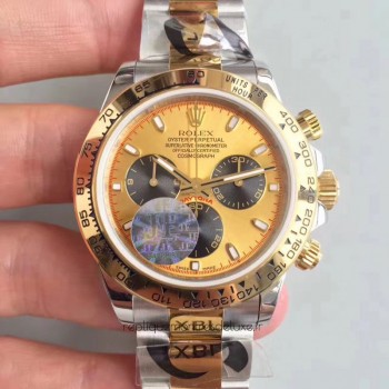 Replik-Uhr Rolex Daytona Cosmograph 116503 Rostfreier Stahl & Gelbgold Champagne & Schwarzes Zifferblatt