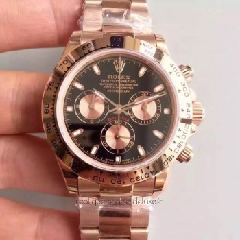 Replik-Uhr Rolex Daytona Cosmograph 116505 Roségold Schwarzes Zifferblatt