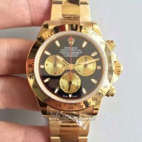 Replik-Uhr Rolex Daytona Cosmograph 116508 Gelbgold Schwarzes Zifferblatt Dial