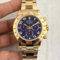 Replik-Uhr Rolex Daytona Cosmograph 116508 Gelbgold Blaues Zifferblatt