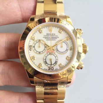 Replik-Uhr Rolex Daytona Cosmograph 116508 Gelbgold WeiBes Zifferblatt Dial