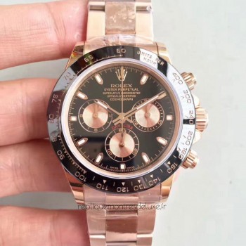 Replik-Uhr Rolex Daytona Cosmograph 116515LN Roségold Schwarzes Zifferblatt