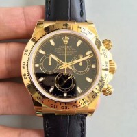 Replik-Uhr Rolex Daytona Cosmograph 116518 Gelbgold Schwarzes Zifferblatt