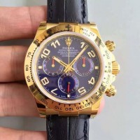 Replik-Uhr Rolex Daytona Cosmograph 116518 Gelbgold Blaues Zifferblatt