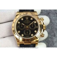 Replik-Uhr Rolex Daytona Cosmograph 116518 Gelbgold Diamanten & Schwarzes Zifferblatt