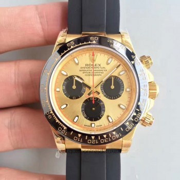 Replik-Uhr Rolex Daytona Cosmograph 116518LN Gelbgold Champagner-Zifferblatt