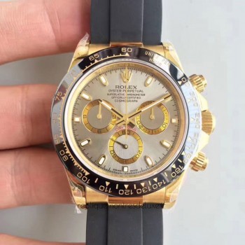 Replik-Uhr Rolex Daytona Cosmograph 116518LN Gelbgold Silbernes Zifferblatt