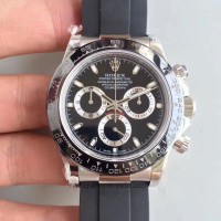 Replik-Uhr Rolex Daytona Cosmograph 116519LN Rostfreier Stahl Schwarzes Zifferblatt