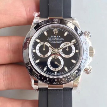 Replik-Uhr Rolex Daytona Cosmograph 116519LN Rostfreier Stahl Schwarzes Zifferblatt