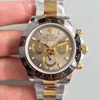 Replik-Uhr Rolex Daytona Cosmograph 116519LN Gelbgold & Rostfreier Stahl GroBes Zifferblatt