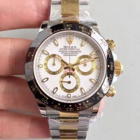 Replik-Uhr Rolex Daytona Cosmograph 116519LN Gelbgold & Rostfreier Stahl WeiBes Zifferblatt