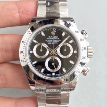 Replik-Uhr Rolex Daytona Cosmograph 116520 Rostfreier Stahl Schwarzes Zifferblatt