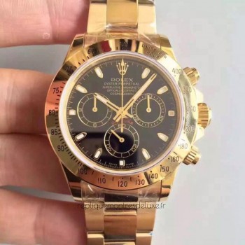 Replik-Uhr Rolex Daytona Cosmograph 116528 Gelbgold Schwarzes Zifferblatt