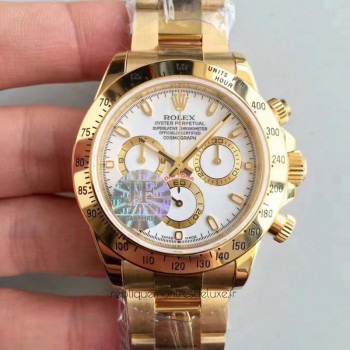 Replik-Uhr Rolex Daytona Cosmograph 116528 Gelbgold WeiBes Zifferblatt