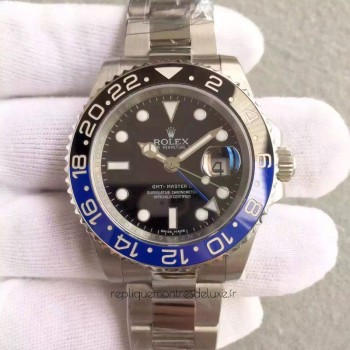 Replik-Uhr Rolex GMT-Master II 116710BLNR Batman Rostfreier Stahl Schwarzes Zifferblatt