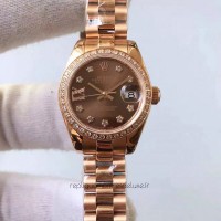 Replik-Uhr Rolex Lady Datejust 28 279135RBR 28MM Roségold & Diamanten Zifferblatt Schokolade