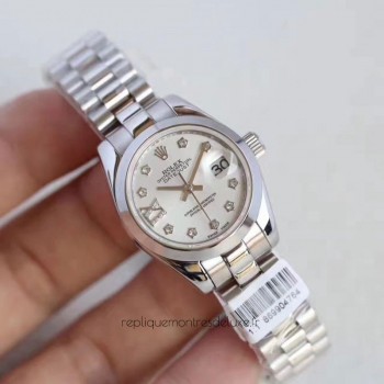 Replik-Uhr Rolex Lady Datejust 28 279166 28MM Rostfreier Stahl Perlmutt-Wahl