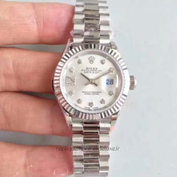 Replik-Uhr Rolex Lady Datejust 28 279166 28MM Rostfreier Stahl Silbernes Zifferblatt Swiss 2236 