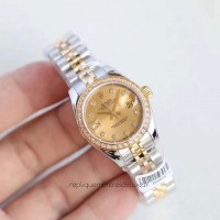 Replik-Uhr Rolex Lady Datejust 28 279383RBR 28MM Rostfreier Stahl & Gelbgold Champagner-Zifferblatt