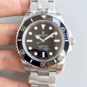 Replik-Uhr Rolex Submariner 114060 Rostfreier Stahl Schwarzes Zifferblatt