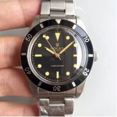 Replik-Uhr Rolex Submariner 6538 Big Crown Rostfreier Stahl Schwarzes Zifferblatt