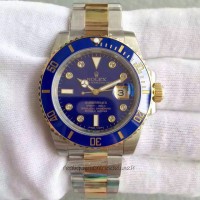 Replik-Uhr Rolex Submariner Date 116613LB 24K Gelbgold Wrapped & Rostfreier Stahl Blaues Zifferblatt