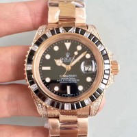 Replik-Uhr Rolex Submariner Date 116618LN Roségold & Diamanten Schwarzes Zifferblatt