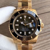 Replik-Uhr Rolex Submariner Date 116618LN 18K Gelbgold Wrapped Schwarzes Zifferblatt