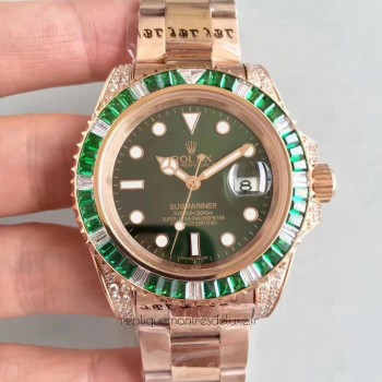 Replik-Uhr Rolex Submariner Date 116618LV Roségold & Diamanten GroBes Zifferblatt