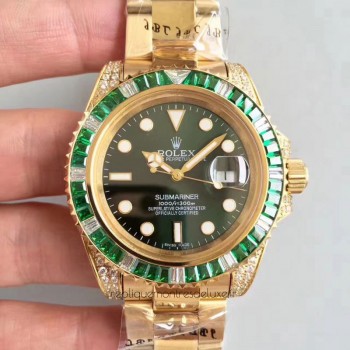 Replik-Uhr Rolex Submariner Date 116618LV Gelbgold & Diamanten GroBes Zifferblatt