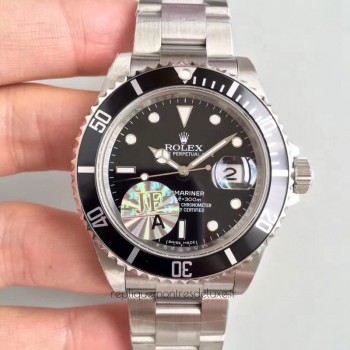 Replik-Uhr Rolex Submariner Date 16610 V2 Rostfreier Stahl Schwarzes Zifferblatt