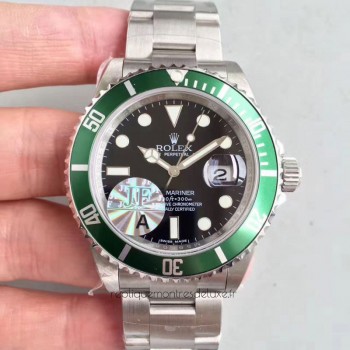 Replik-Uhr Rolex Submariner Date 16610LV 50TH Anniversary Rostfreier Stahl Schwarzes Zifferblatt