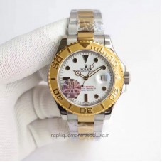 Replik-Uhr Rolex Yacht-Master 40 116622 Rostfreier Stahl & Gelbgold WeiBes Zifferblatt