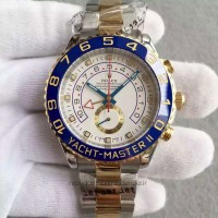 Replik-Uhr Rolex Yacht-Master II 116681 Rostfreier Stahl & Gelbgold WeiBes Zifferblatt 