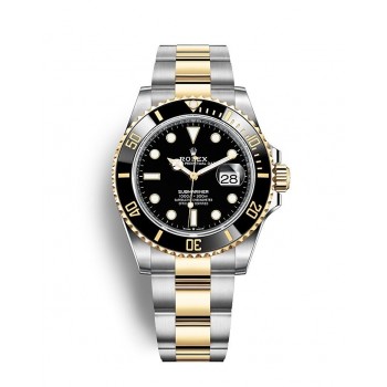 Replik uhr Rolex Submariner Date gelb Rolesor Black Cerachrom bezel 41mm m126613ln-0002