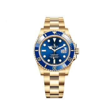 Replik uhr Rolex Submariner Date 18 ct gelbes Gold Blue Cerachrom bezel m126618lb-0002