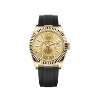 Replik uhr Rolex Sky-Dweller 18 ct gelbes Gold champagne-colour dial Oysterflex bracelet m326238-0007