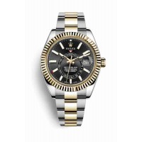 Rolex Sky-Dweller Gelb Rolesor Oystersteel Gelbgold 326933 Schwarzes Zifferblatt