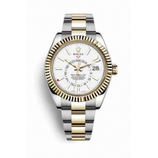 Rolex Sky-Dweller Gelb Rolesor Austernstahl Gelbgold 326933 Weißes Zifferblatt